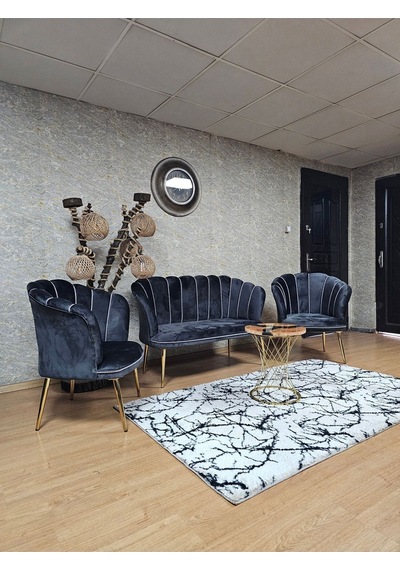 Zafir Papatya Çay Seti Koltuk Takımı Gold Sivriltme Ayak, Balkon, Salon, Ofis, Cafe Koltuk Takımı Füme