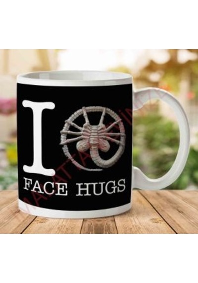 Alien I Heart Face Hugs İki Tarafı Baskılı Kupa Bardak