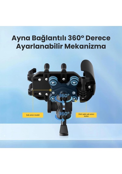 Vtn-28 Ayna Bağlantılı Güneş Ve Yağmur Korumalı Motosiklet Telefon Tutucu Siyah