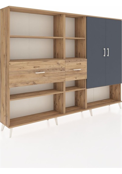 Arges Dolap 10 Raflı 2 Çekmeceli 2 Kapaklı 220x30x163 Çam-antrasi Çam-antrasit/çam Arges Dolap 10 Raflı 2 Çekmeceli 2 Kapaklı 220x30x163 Çam-antrasi Çam-antrasit/çam
