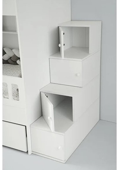 Buket Mdf Çelik Profilli Yavrulu Ranza Beyaz M2