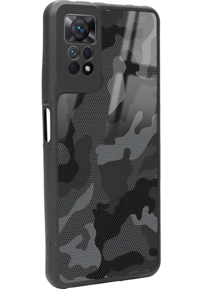 Xiaomi Redmi Note 11 Pro Siyah Kamuflaj Tasarımlı Glossy Telefon Kılıfı