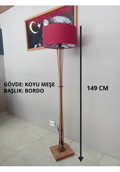Ahşap Ayaklı Lambader Bordo