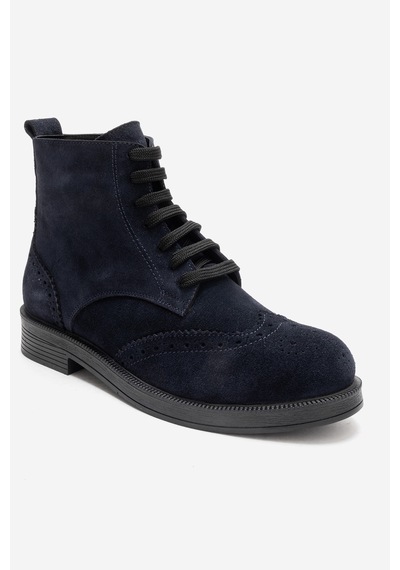 Luvishoes Nelvy Lacivert Süet Hakiki Deri Kadın Bot Lacivert