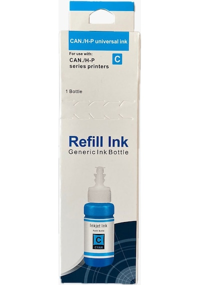 Hp Ve Canon Uyumlu Üniversal Cyan Uyumlu Mürekkep 70ml 4 Adet