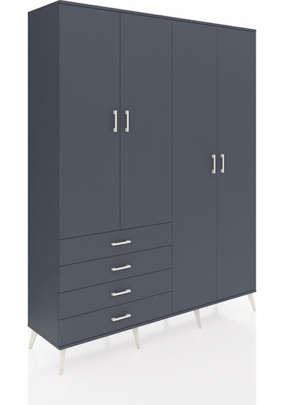 Hyperion Gardrop 6 Raflı 4 Çekmeceli Tek Askılı 176x44x221 Antrasit-antrasit Antrasit Hyperion Gardrop 6 Raflı 4 Çekmeceli Tek Askılı 176x44x221 Antrasit-antrasit Antrasit