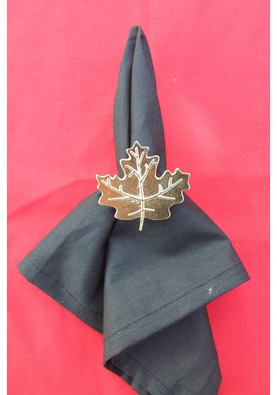 6 Adet Gold Çınar Yaprağı Metal Peçete Halkası - Napkin Ring