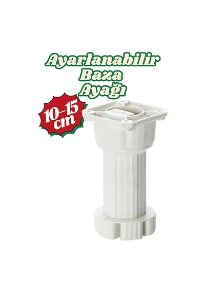Ayarlanabilir Beyaz Baza Ayağı 10 - 15 Cm Mutfak Dolabı Ayağı - Mobilya Destek Ayağı - Destek Ayak - Kanepe Ayakları Beyaz Beyaz
