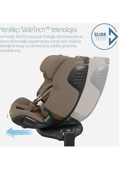 Maxi-Cosi Emerald 360 Pro I-Size Dünyanın İlk Kızaklı, Araç Dışına Çıkabilen, ADAC'lı 0-36 kg Bebek Oto Koltuğu