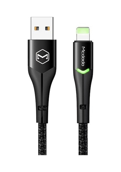 Mcdodo CA-7840 Led Işıklı Lightning Apple iPhone Uyumlu Data-Şarj Kablosu Siyah