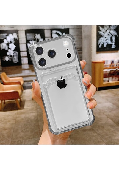İphone 17 Pro Uyumlu Kamera Korumalı Kartlıklı Köşeleri Airbag Tasarımlı Darbe Önleyici Siyah
