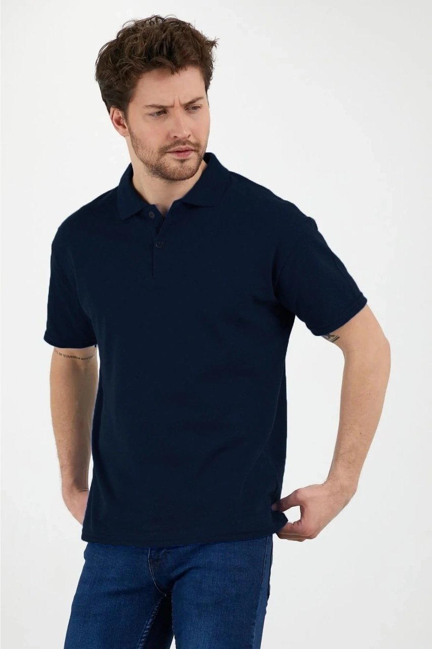Veaven Lacivert %100 Pamuk Slim Fit Polo Yaka T-shirt Lacivert