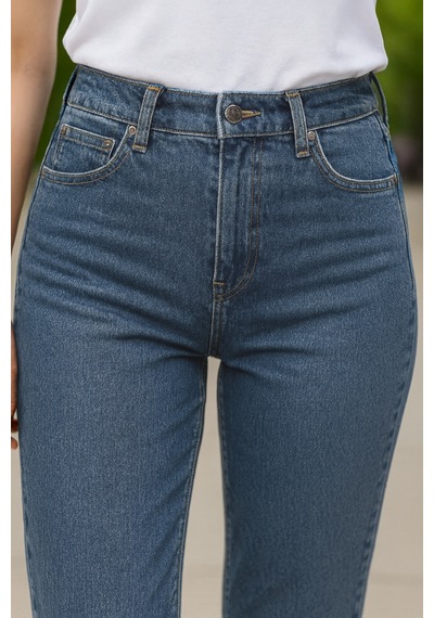 Cedy Denim Cedy Denım - Kadın Büyük Benden Boru Paça Yüksek Bel Regular Fit Likralı Pantolon C626 Mavi