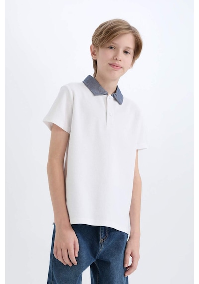 DeFacto Erkek Çocuk Polo Yaka Basic Düz Kısa Kollu Tişört D9254A825SMWT34