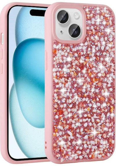 Apple Uyumlu iPhone 15 Kılıf Parlak Taşlı Tasarım Linea Kılıf