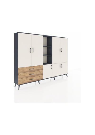 Arges Dolap 11 Raflı 3 Çekmeceli 7 Kapaklı 220x30x163 Antrasit-ay Antrasit-aytaşı/çam Arges Dolap 11 Raflı 3 Çekmeceli 7 Kapaklı 220x30x163 Antrasit-ay Antrasit-aytaşı/çam