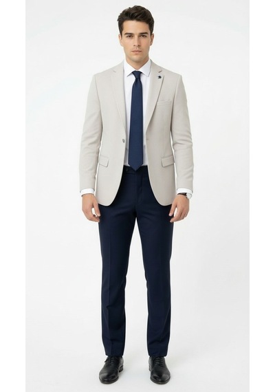 Plus Scorpion Taş Rengi Slim Fit Erkek Blazer Ceket Modern Ofis & Davet Stili Taş