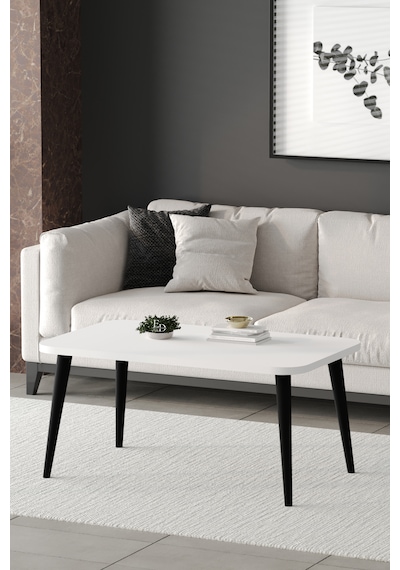 Roma Orta Sehpa Metal Ayaklı , Orta Sehpa , 100 X 60 X 50 Cm Siyah Metal Beyaz