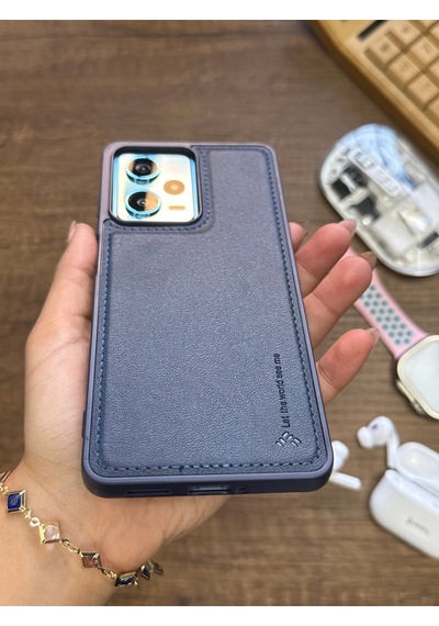 Samsung Galaxy Note 20 Ultra Uyumlu Premium Deri Dokulu Darbelere Dayanıklı Nazal Silikon Kılıf Lacivert