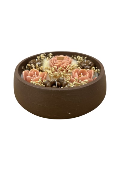 Yuvarlak Kasede 19x5 Cm Çiçek Mum Kadınlar Günü, Anneler Günü Hediyelik