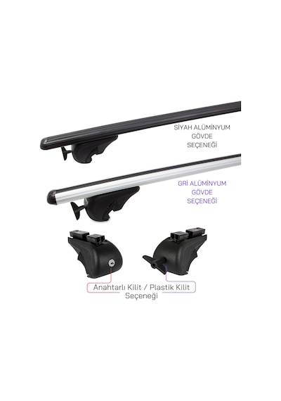 Vw Tiguan Ara Atkı Siyah- Bold Bar V1 2 Parça 2016-2023