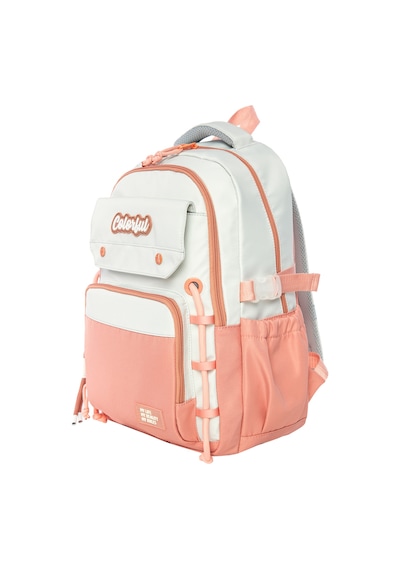 Colorful Clasic Sırt Çantası Pudra Pembe - Laptop Bölmeli Okul Çantası İlkokul - Ortaokul - Lise Pudra Pembe