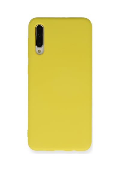 Samsung Galaxy A50 Uyumlu İçi Kadife Lansman Tasarım Silikon Telefon Kılıfı Sarı