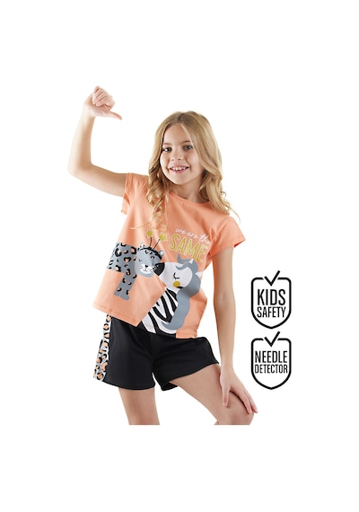 Denokids Zebra ve Leo Kız Çocuk T-shirt Şort Takım