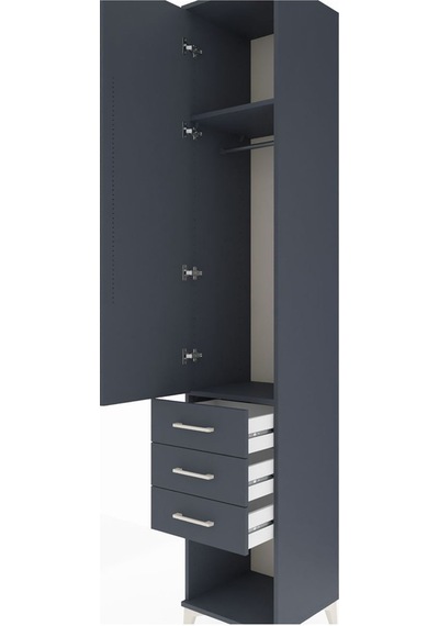 Hyperion Dolap 2 Raflı 3 Çekmeceli Tek Askılı 44x44x243 Antra... Antrasit