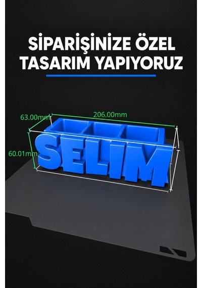 Kişiye Özel İsimli Kalemlik, 3 Bölmeli Çocuk Odası Masaüstü Organizeri İsme Özel Hediye Turkish Delight
