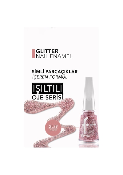 Flormar Glitter Yarı Transparan Parlak Bitişli Simli Oje GL39