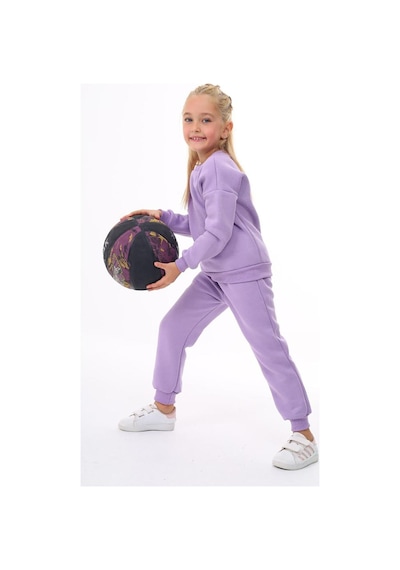 My Kids Wear Üç İplik Cepli Bisiklet Yaka Alt Üst Takım Lila