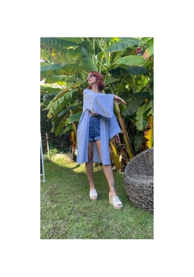 Lila Mare Pamuk Kumaşlı Handmade Homewear & Beachwear Kimono Renkli Renkli