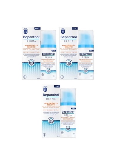 Bepanthol Derma Nemlendirici ve Besleyici Günlük Yüz Kremi 3 x 50 ML