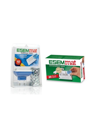 Esemmat kablosuz ısıtıcı sinek kovucu cihaz 10 yedek tablet  (ısı lu) + 20 adet tablet 1 kutu