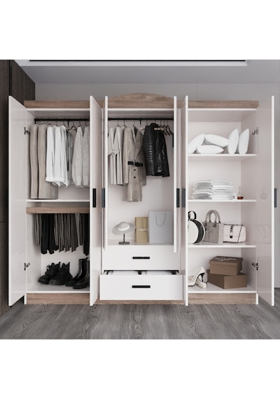 Bianca 6 Kapılı 2 Çekmeceli Gardrop Geniş Dolap & Elbise Dolabı Atlantik Çam & Beyaz Atlantik Çam - Beyaz Bianca 6 Kapılı 2 Çekmeceli Gardrop Geniş Dolap & Elbise Dolabı Atlantik Çam & Beyaz Atlantik Çam - Beyaz