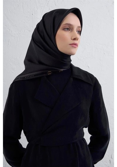 Armine İpek Eşarp 2026 Kış - 9401-52 Siyah Twill Siyah