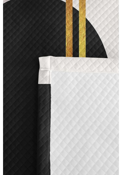 Siyah Geometrik Modern Genç Odası Tek Kişilik Pike Takımı-gold Gri 160x220 Cm Kapitone Yatak Örtüsü Naif Bozkır Havası