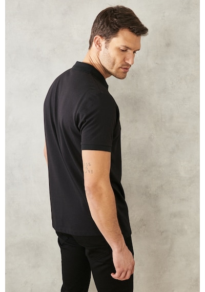 Ac&Co / Altınyıldız Classics 4A4820200047Sss3XL Düğmeli Polo Yaka Cepsiz Slim Fit Erkek Tişört - Siyah