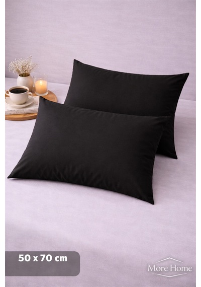 More Home Kapaklı Yastık Kılıfı 2 Adet  50 x 70 Siyah