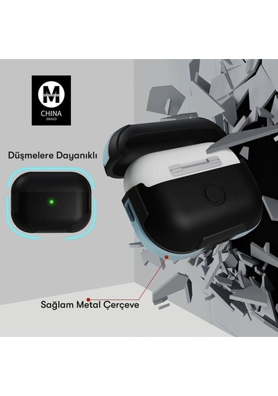 Apple Airpods Uyumlu Pro 2 2.nesil Mo-a8 Armor Kılıf - Sierra Blue Sierra Mavi