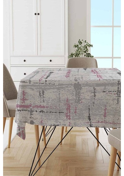 Pembe Vintage Dokuma Leke Tutmaz Masa Örtüsü Mso409n11