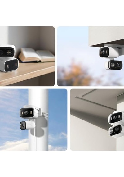 C246d 2k 3mp Çift Lensli Akıllı Güvenlik Kamerası Pan/tilt İç Ve Dış Mekan Ip65 Aı Hareket, Kişi Ve Evcil Hayvan Algılama Renkli Gece Görüşü Çift Yönlü Ses