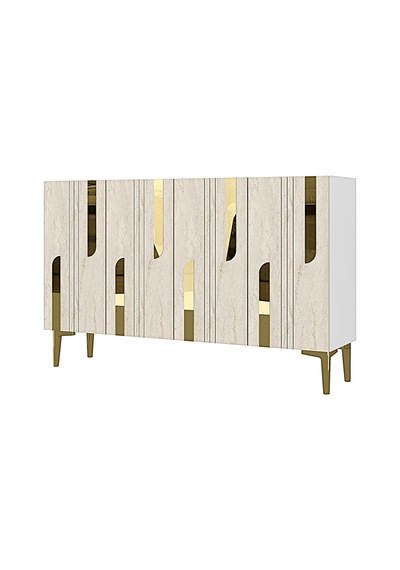 Ka1231btg Nota Konsol Ve Tv Sehpası Beyaz-traverten-gold 120cm