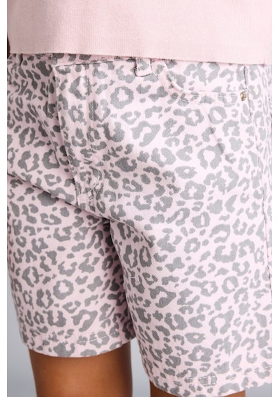 Defacto %100 Pamuk Leopar Desenli Gabardin Şort Kız Çocuk I5509a826hspn22 Pembe-pn22