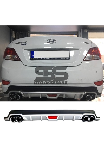 Hyundai Accent Blue Difüzör Arka Tampon Eki 4 Egzoz Çıkışlı Gri Tip