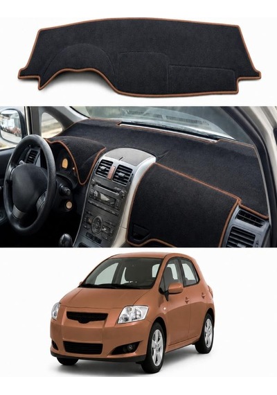 Toyota - Auris 2006-2012 Uyumlu Torpido Koruma Kılıfı - Kahverengi Şeritli