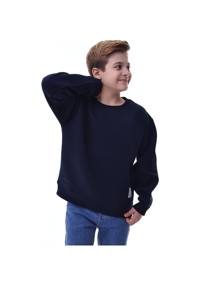 Erkek Çocuk Sweatshirt %100 Pamuk Rahat Kalıp 5-10 Yaş Lacivert