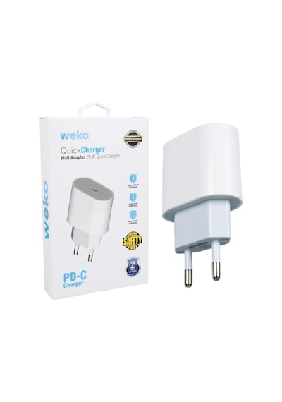 Weko Wk-26524 Beyaz Pd 20 Watt Iphone Tip-c Hızlı Şarj Başlığı