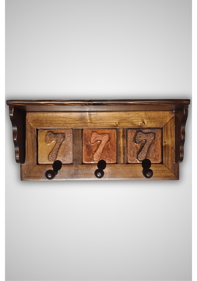 Portmanto Duvar Askılığı, 777 Spiritüel Temalı Elbise, Havlu, Bornoz Askısı 36x8,5x15,5 Ahşap